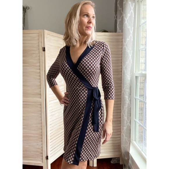 Last 1! Navy/wine jersey wrap dress 🇺🇸 - Picture 1 of 5